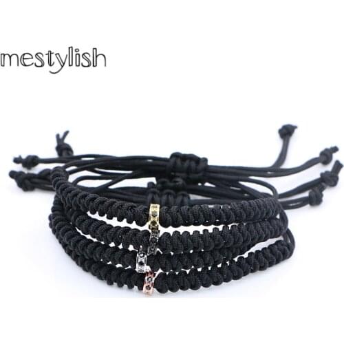 Mestylish Round Stopper Bracelets Men Gold Beaded Weaving Haute Couture Fastness Micro Inlay Zircon Braiding Men Zircon Bangle