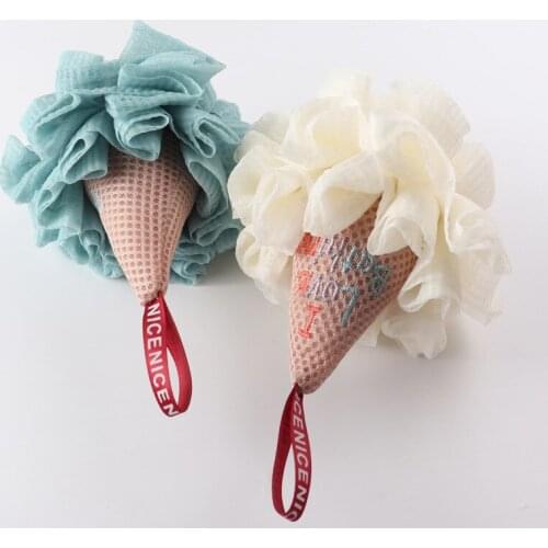 Soft Shower Mesh Foaming Exfoliating Bath Bubble Ball Ice cream Shape Body Skin Cleaner Cleaning Tool Bathroom Accessories
