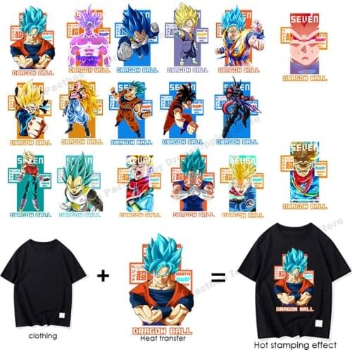 Dragon Ball Z Goku Vegeta Patches for Clothing Heat Transfer anime Stickers for clothes Iron on Patches for Clothes for Custom