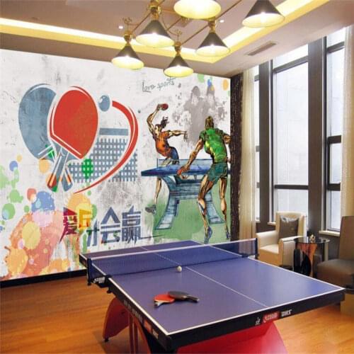Custom Gray Cement Wall Industrial Style Table Tennis Hall Gym Background Mural Wallpaper Table Tennis Room Decor Wall Paper 3D