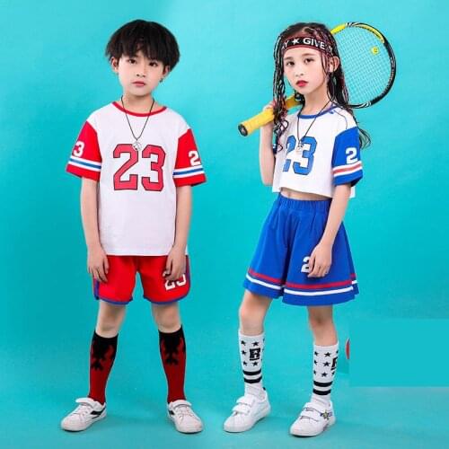 1 Set Girls Boys Hip Hop Ballroom Dance Clothes for Kids Cheerleading Dance Wear T Shirt Jogger Skirt Pant Jazz Dancing Costumes