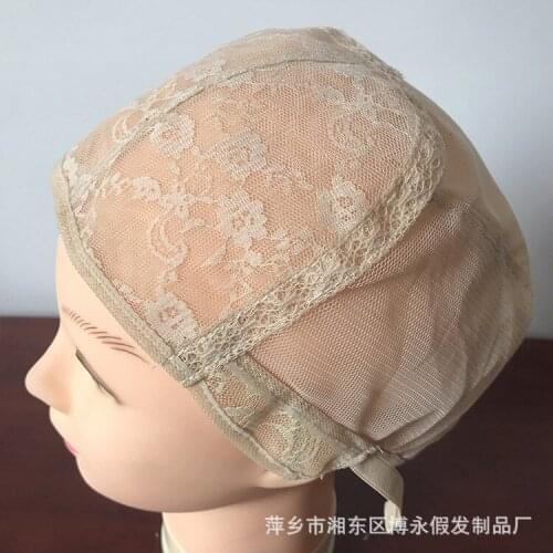 Aobocca 10pcs Jewish Net Hat Chemical Fiber Wig Hair Hat Leather Black Beige Double Layer Hand Hook Lace Wig Net Hair Cap