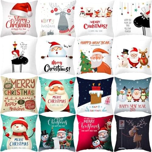 Christmas Cushion Cover Santa Claus Reindeer Merry Christmas Decorations For Home Ornament Gift Xmas Navidad Happy New Year 2021