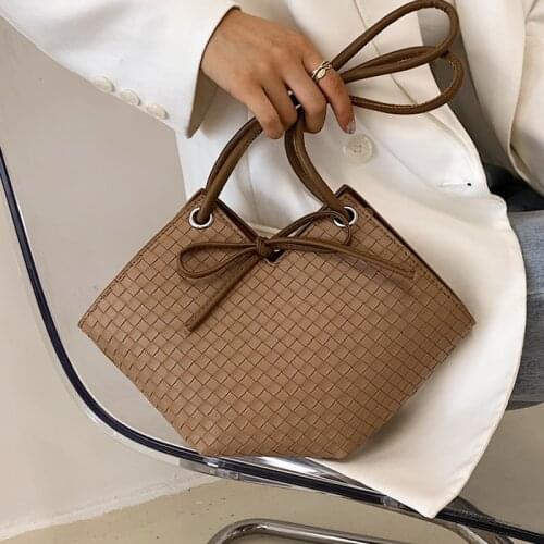 Unique Design Weave Bags for Women 2021 New High Quality Pu Leather Tote Bag Travel Handbag Female Knitting Shoulder Shopper Bag