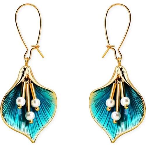 Unique Dangle Earrings Alloy Chinese Style Hook Earrings Lotus Leaf Pattern Ear Earring for Women Girls