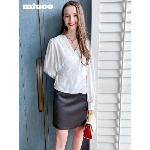 Retro Chinese style handmade high waisted button A word PU Skirt dress 2021 Spring High Quality Top Quality