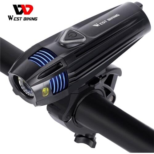WEST BIKING Bike Front Light USB Rechargeable Bicycle Flashlight Handlebar LED Headlight Waterproof Cycling Lights for Bike