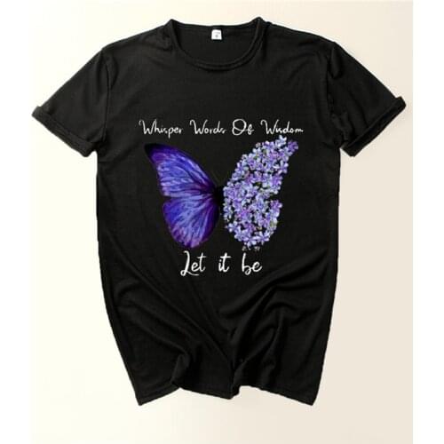 Womens Creative T-shirts Trendy Sunflower Butterfly Letter Printed Short Sleeve T-shirt Ladies Summer New Fashion Tee Tops