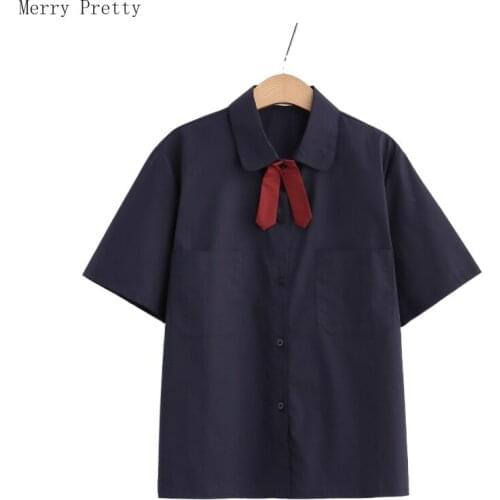 Solid Tie Flowers Short Sleeve Casual Shirts Women 2021 Summer Single Breasted Cotton Blouse Sweet Style Ladeis Basic Cute Tops