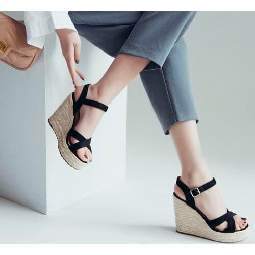 2021 summer Shoes Women Platform Sandals Ladies Peep Toe High Wedges Heel Ankle Buckles Sandalia Female Sandals zapatos de mujer