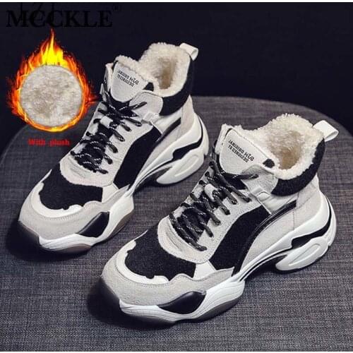 2021 Winter Womens Sneakers Platform Fashion Casual Ankle Boots Shoes Woman Plush Warm Footwear Women Hook Loop Female Shoes