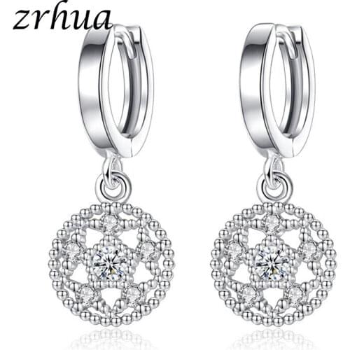 ZRHUA New Fashion Good Selling 925 Sterling Silver Drop Earrings Accessories Dangle Brincos For Women/Girls Wedding Jewelry