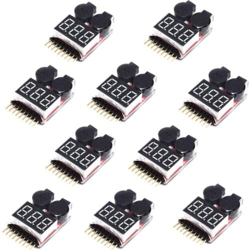 50/100pcs 1S/2s/3s/4s/5s/6s/7s/8s Low Voltage Buzzer Alarm Lipo Battery Voltage Indicator Tester Wholesale Price 3.7v 7.4v 11.1v