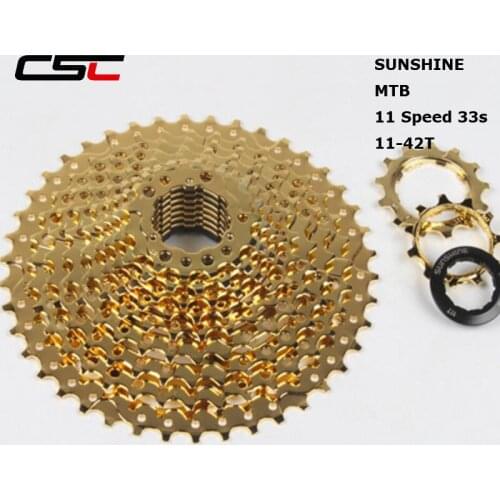 CSC MTB Bike Sprockets Spare Parts for Bicycles 11S 11-42T 33S Gold Cassette 11 Speed Flywheel for SH1MAN0