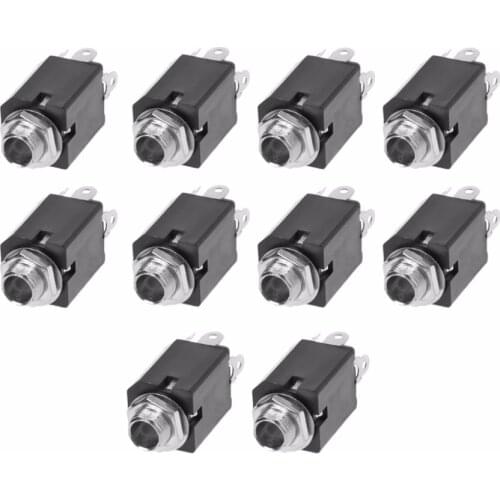10pcs 6.35mm Audio Plug Sockets PJ-612 3-Pin Connector With Screw Nut
