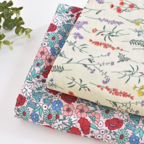 140x50cm Flower Double Layer Cotton Sewing Fabric Making Clothes Dresses Childrens Pajamas Anti Mosquito Pants Handmade Cloth