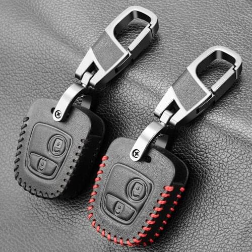 2 BUTTON LEATHER KEY COVER FIT FOR CITROEN C1 C2 C3 C4 XSARA PICASSO PEUGEOT 106 107 206 207 307 For TOYOTA AYGO REMOTE CASE FOB