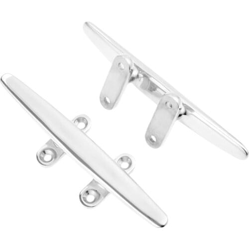 200mm 8in Marine 316 Stainless Steel 4 Hole Low Flat Cleat Hardware Boats Top Base Low Silhouette Cable Plug Deck Rope Tie Bolts