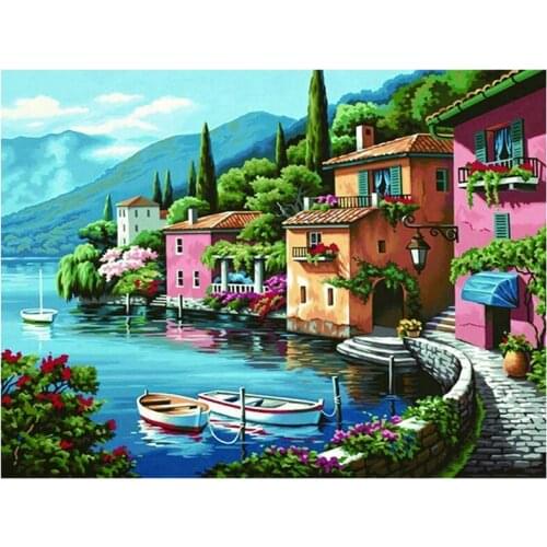 5D DIY Diamond Painting Kits for Adults Full Drill Square Round Seaside Landscape House Wall Art Decor