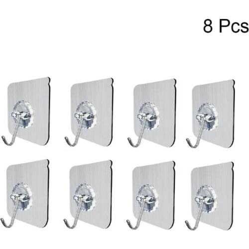 8pcs Ceiling Hooks Adhesive Wall Hooks Waterproof Wall Hooks No Nail Sticky Hangers for Bathroom Kitchen Accessories