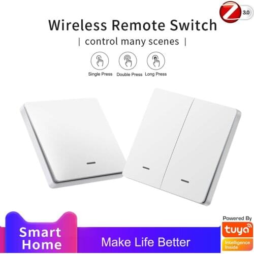 Wireless Battery Switch ZigBee 3.0 Connection tuya Hub gateway for Smart life app Wireless Key Switch work with tuya Zigbee hub