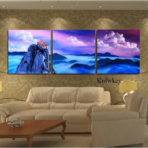 Large,5d DIY Diamond Painting 3pcs Mountain nature scenery Cross Stitch Kit Full Diamond Embroidery 3D Diamond Mosaic Needlework