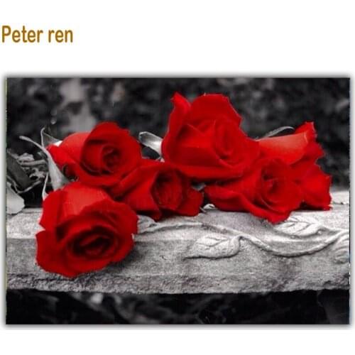 DIY Diamond Painting Cross Stitch Diamond Embroidery Flowers Red Rose 3d Resin Mosaic icon full Wall Picture Handmade Needlework