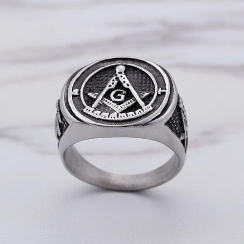 European and American stainless steel ring mens jewelry titanium steel Masonic letter skull ring