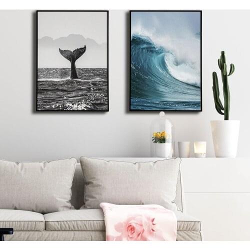 Whale Photography Poster Sea Wave Canvas Painting Black White Wall Art Print Modern Picture For Living Room On The Wall Decor
