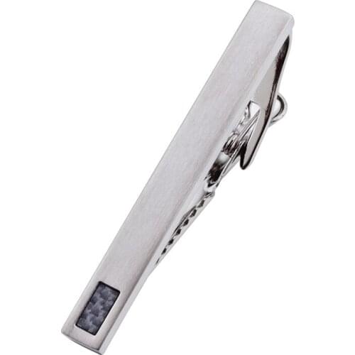 Hot Sale Matte with Carbon Fiber Tie Clip Formal Tie Pin Bar for men with Box High Quality