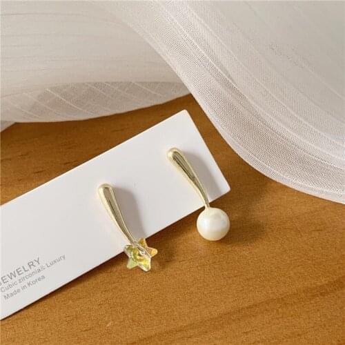 Girls Crystal Star Indian Earrings Simulated-pearls Sweet Cute Earrings