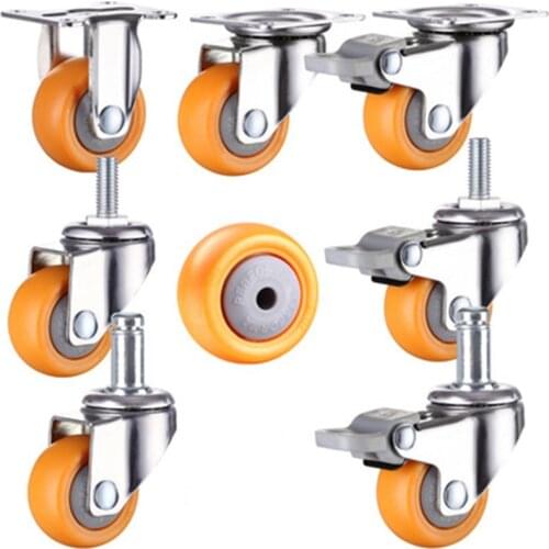 1/1.25/1.5/2 Inch Furniture Casters Wheels Orange Swivel Castor Trolley Rubber
