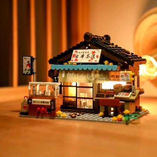 Moc Small Building Block Figure Street View Architecture Lamian Noodles Grocery Store Assembled Children Toys