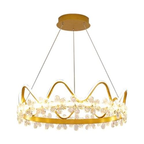 Nordic Creative Princess Room Led Chandelier Bedroom Crown Simple Modern Warm Romantic Princess Room Children Decorative Lights
