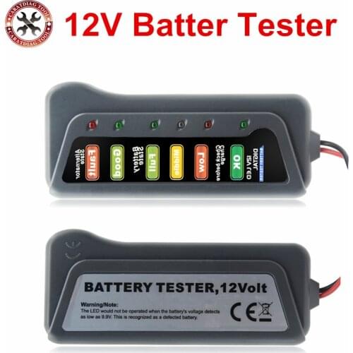 Hot Selling 12V Digital Battery Alternator Tester Car Vehicle Diagnostic Tool with 6 LED Lights Display Battery Testers