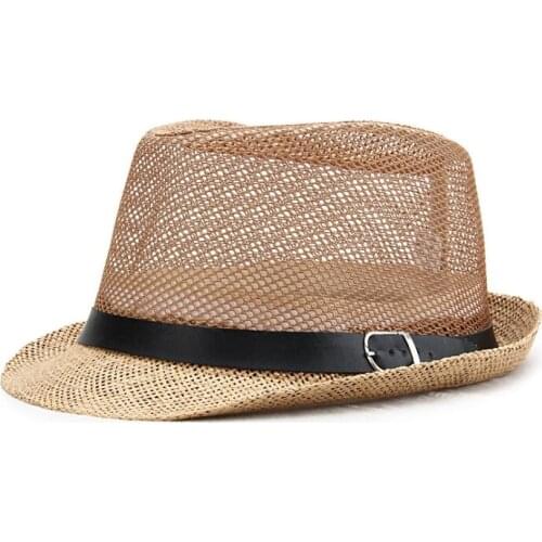 Mens summer sun hat mesh top cap sunscreen middle-aged and elderly hollow straw hats