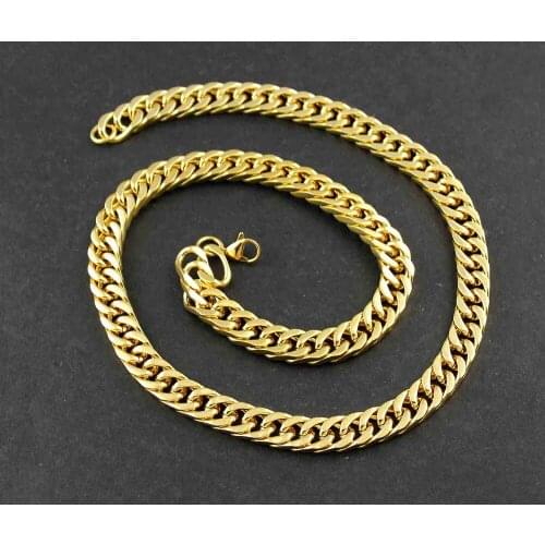 Man High Quality Heavy Gold Stainless Steel Punk Rock Bling Necklace Link Chain CN56