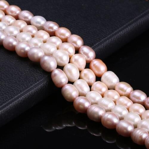 Natural Freshwater Cultured Pearls Beads Rice Shape 100% Natural Pearls for Jewelry Making DIY Strand 13 Inches Size 10-11mm
