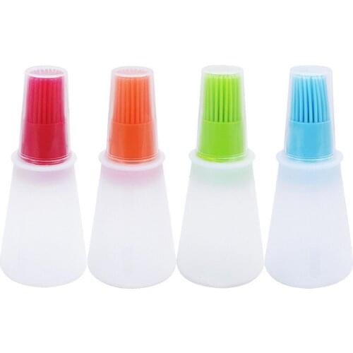 Silicone Oil Bottle with Brush Portable Grill Oil Brushes Liquid Pastry Kitchen Baking BBQ Tools Kitchen Gadgets