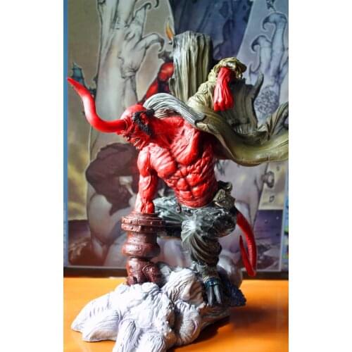 [Newest] Collection large 36cm coloring HELLBOY model figure base angryi fighting edition Resin Statue home room Decoration gift