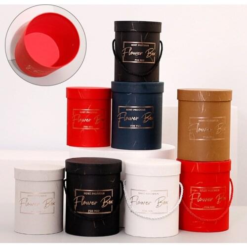 Portable Dry Flower Box With Rope Romantic Small Round Flower Gift Box Florist Wedding Party Candy Festive Party Supplies