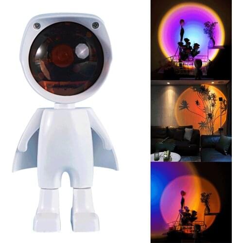 Rainbow Sunset Projector Robot Night Lights USB Lamps Bedroom Bar Coffee Valentines Birth Day LED Atmosphere Light Arts Photo
