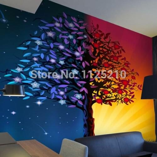 PVC large mural wallpaper sky sun room sofa tree of life study background gradient Custom Size