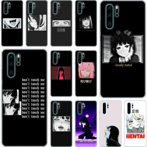 LEWD Sad Japanese Anime Silicone Phone Case for Huawei P50 P40 Pro P30 Lite P20 Pro P8 Lite 2017 P Smart Z 2020 2021 Soft Cover