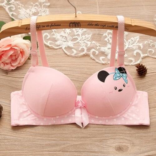 Cute sexy cotton girl underwear bra without steel ring high school student adjustment bra during development