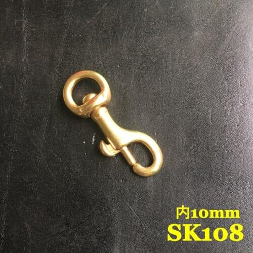 SK108) 2pc Solid Brass Spring Snap Hook Swivel Clasp Key Ring Chain Hardware Japan-Type-8