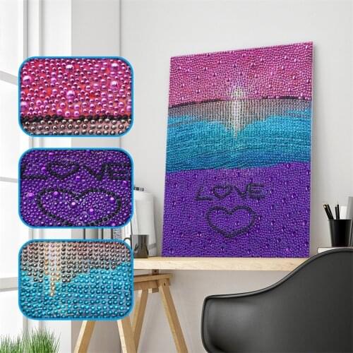 Special Diamond Embroidery Heart Shaped Seaside Scenery Love Gift Diamond Painting Cross Stitch Diamond mosaic Rhinestones