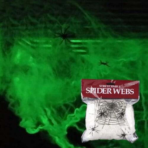 Luminous Halloween Scary Party Scene Props White Stretchy Cobweb Spider Web Horror For Home Party Bar Decor Haunted House