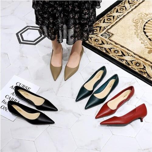 Spring and Autumn OL commuter was thin and fashionable low-heeled pointed shallow mouth all-match comfortable womens single sho