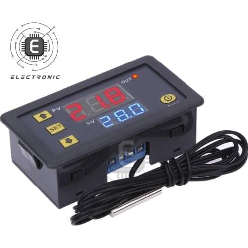 W3230 12V 24V AC110-220V Probe line 20A Digital Temperature Control LED Display Thermostat With Heat/Cooling Control Instrument